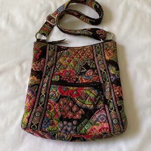 Vera Bradley Black Multi Quilted Paisley Floral Crossbody Bag